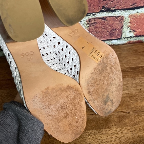 COS Braided White Leather Shoes with Block Funky Heels Size 9 - Picture 13 of 15